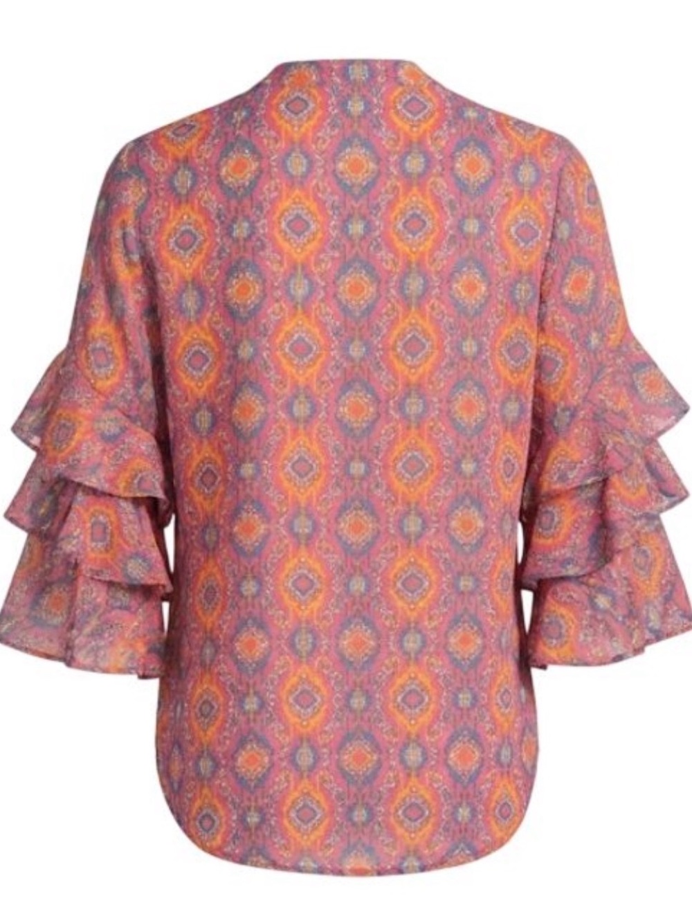 Ruby Rd. Pink Multi-Pattern Ruffle Sleeve Blouse - Picture 3 of 5